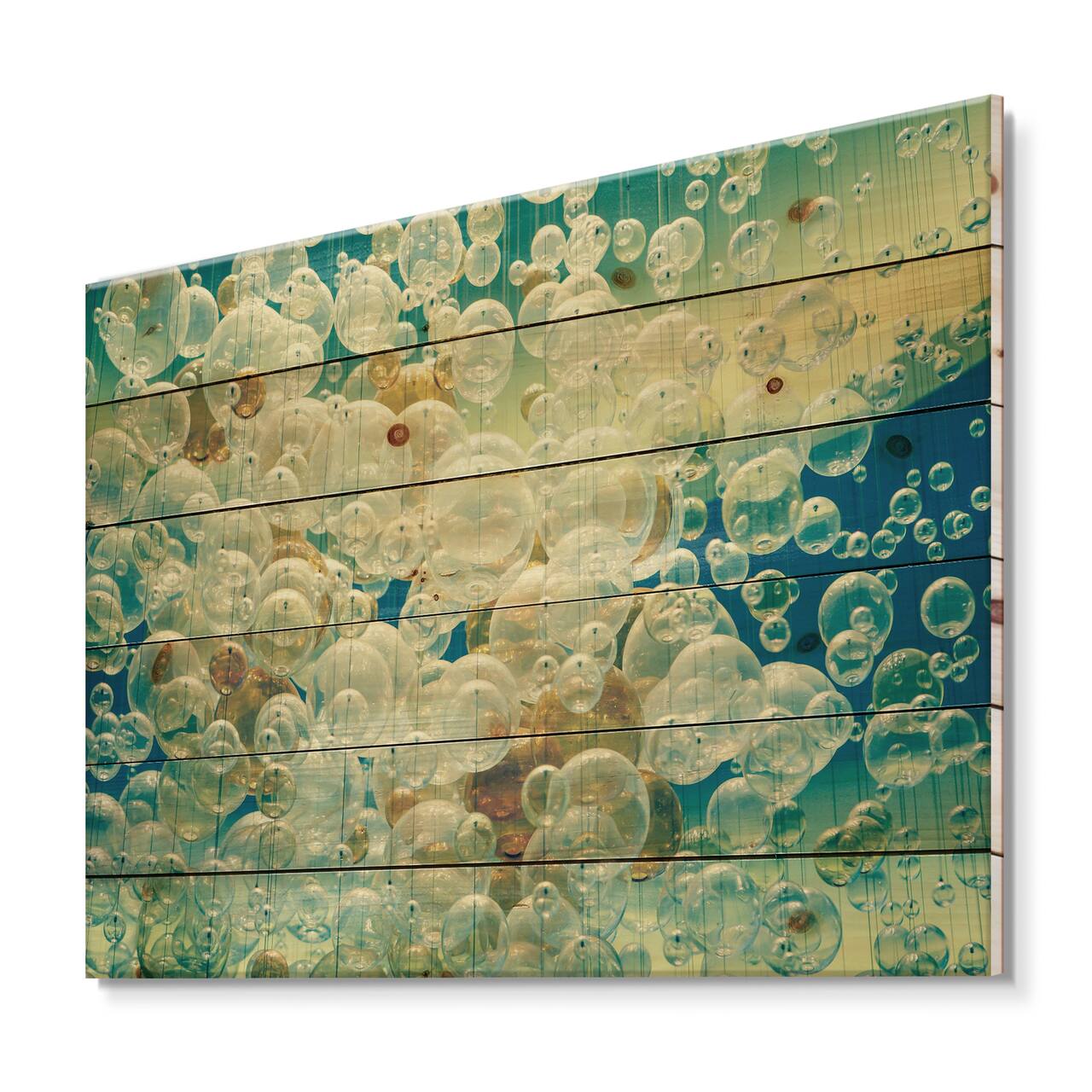 Designart - Abstract Chandelier In The Form of Balls I - Modern Print on Natural Pine Wood